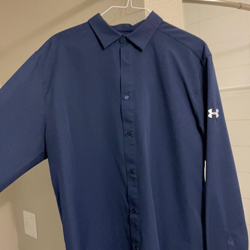 XL Navy Under Armour Long Sleeve Button Up